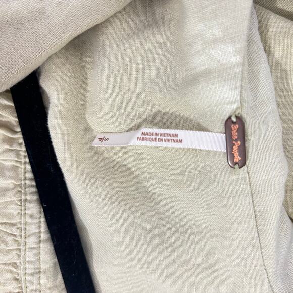 Free People Women’s Babe Safari Linen Button-Front Short Sleeve Shirt Top Size S - Picture 5 of 7